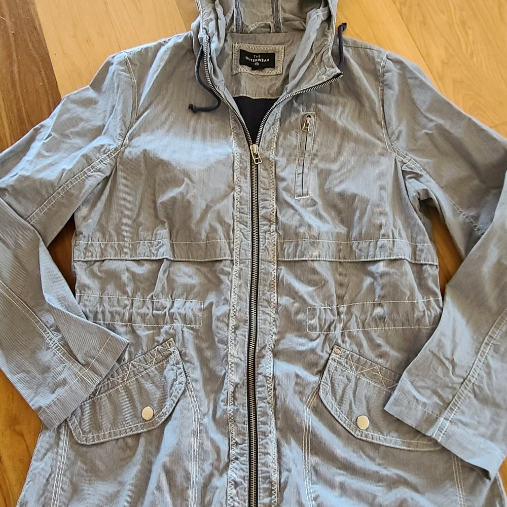 CLEARANCE 3/$15 Blue and White Striped C&A Outerwear Company anorak jacket mediu - Picture 14 of 15